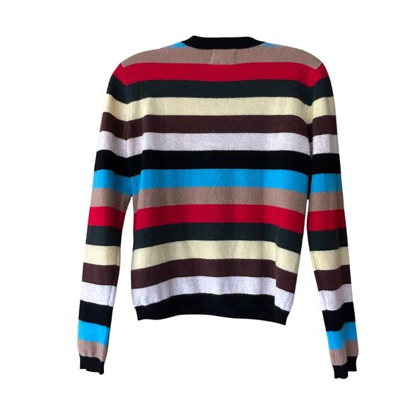 GANNI Cashmere Stripe Sweater XS w/ Crystal Buttons Preppy Chic Quiet Luxury - Picture 7 of 10